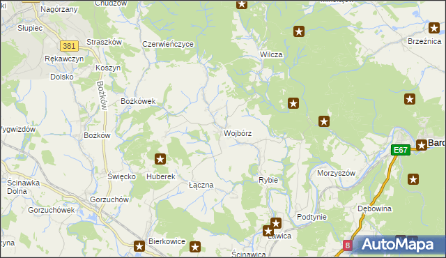 mapa Wojbórz, Wojbórz na mapie Targeo