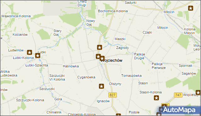 mapa Wojciechów powiat lubelski, Wojciechów powiat lubelski na mapie Targeo