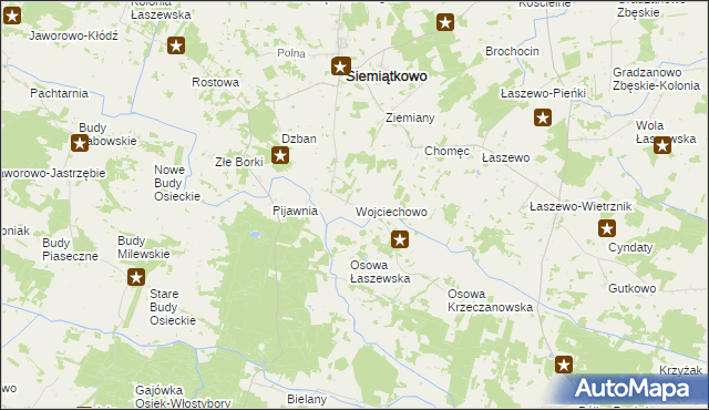 mapa Wojciechowo gmina Siemiątkowo, Wojciechowo gmina Siemiątkowo na mapie Targeo