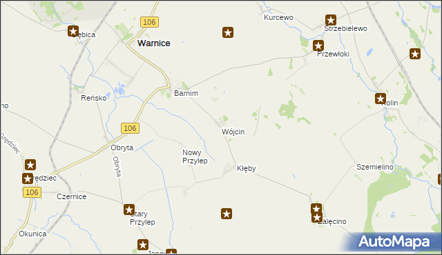 mapa Wójcin gmina Warnice, Wójcin gmina Warnice na mapie Targeo