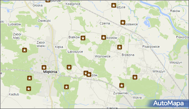 mapa Wojnowice gmina Miękinia, Wojnowice gmina Miękinia na mapie Targeo