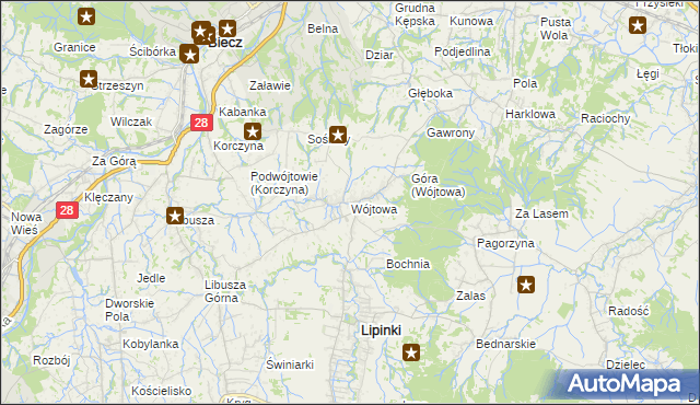 mapa Wójtowa, Wójtowa na mapie Targeo