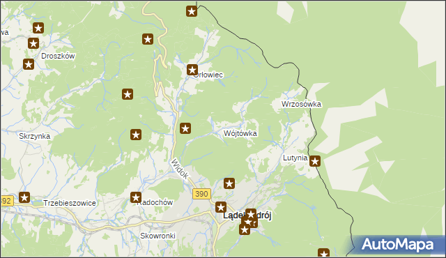 mapa Wójtówka gmina Lądek-Zdrój, Wójtówka gmina Lądek-Zdrój na mapie Targeo