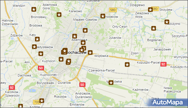 mapa Wojtówka gmina Sochaczew, Wojtówka gmina Sochaczew na mapie Targeo