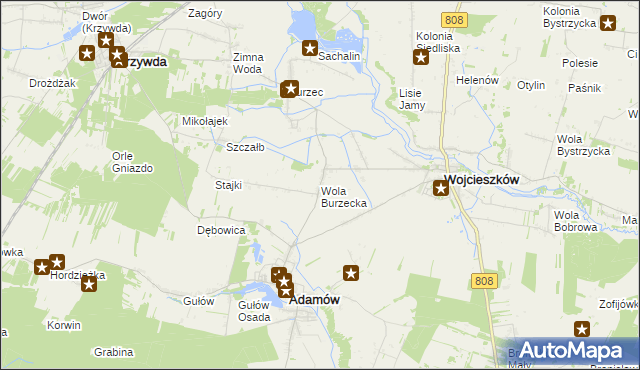 mapa Wola Burzecka, Wola Burzecka na mapie Targeo