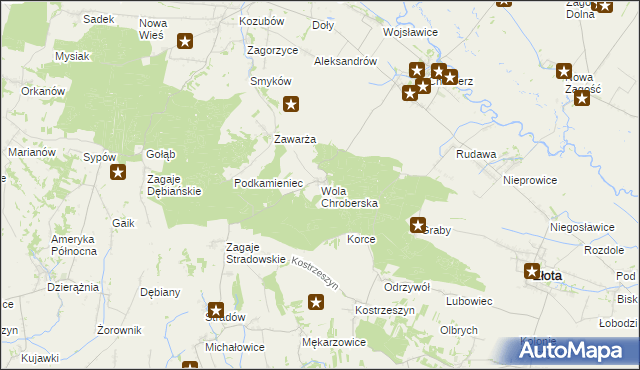 mapa Wola Chroberska, Wola Chroberska na mapie Targeo