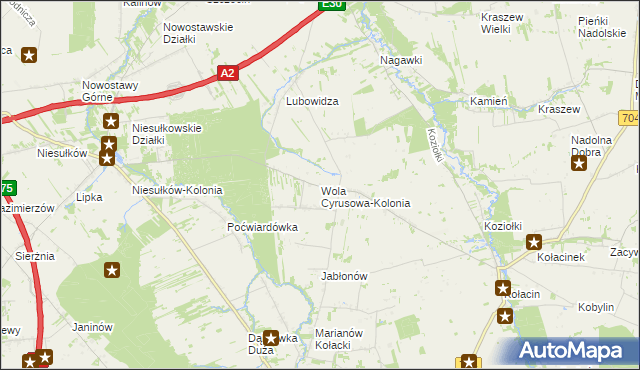 mapa Wola Cyrusowa-Kolonia, Wola Cyrusowa-Kolonia na mapie Targeo