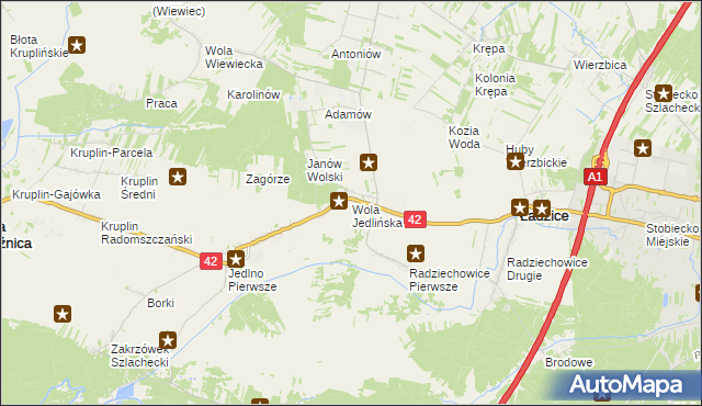 mapa Wola Jedlińska, Wola Jedlińska na mapie Targeo