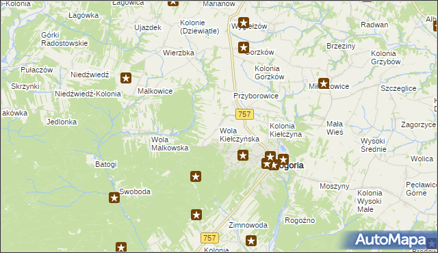 mapa Wola Kiełczyńska, Wola Kiełczyńska na mapie Targeo