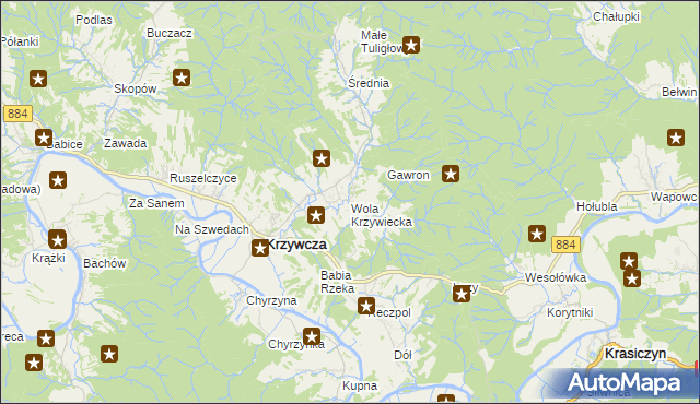 mapa Wola Krzywiecka, Wola Krzywiecka na mapie Targeo