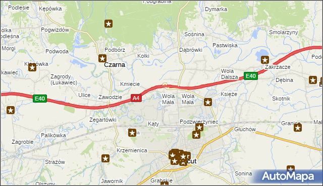 mapa Wola Mała gmina Czarna, Wola Mała gmina Czarna na mapie Targeo