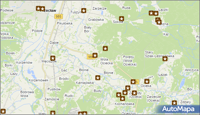 mapa Wola Ociecka, Wola Ociecka na mapie Targeo