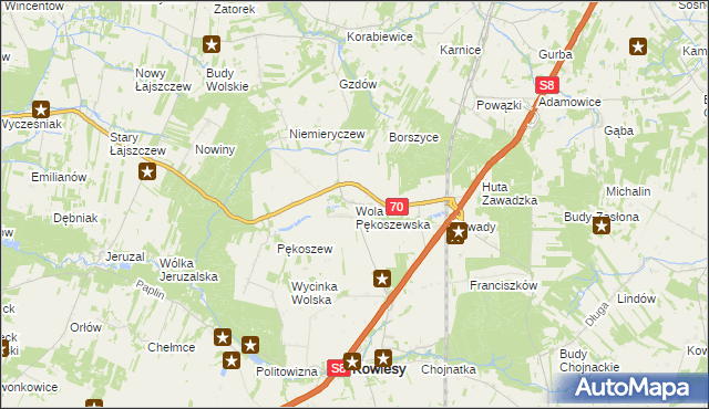 mapa Wola Pękoszewska, Wola Pękoszewska na mapie Targeo