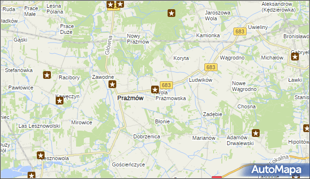 mapa Wola Prażmowska, Wola Prażmowska na mapie Targeo