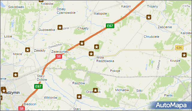 mapa Wola Rasztowska, Wola Rasztowska na mapie Targeo