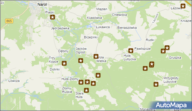 mapa Wola Wielka gmina Narol, Wola Wielka gmina Narol na mapie Targeo