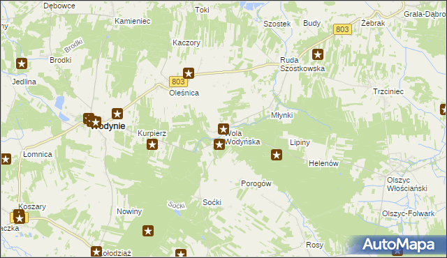 mapa Wola Wodyńska, Wola Wodyńska na mapie Targeo