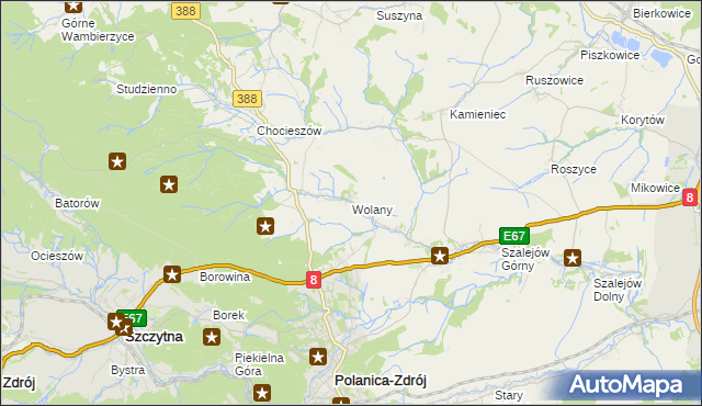 mapa Wolany gmina Szczytna, Wolany gmina Szczytna na mapie Targeo