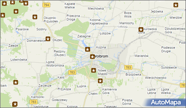 mapa Wolbrom, Wolbrom na mapie Targeo