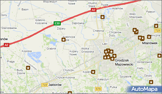 mapa Wólka Grodziska gmina Grodzisk Mazowiecki, Wólka Grodziska gmina Grodzisk Mazowiecki na mapie Targeo