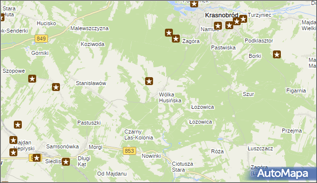 mapa Wólka Husińska, Wólka Husińska na mapie Targeo