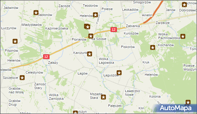 mapa Wólka Łagowska, Wólka Łagowska na mapie Targeo