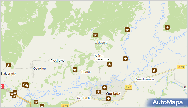 mapa Wólka Piaseczna gmina Goniądz, Wólka Piaseczna gmina Goniądz na mapie Targeo