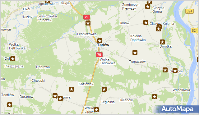 mapa Wólka Tarłowska, Wólka Tarłowska na mapie Targeo