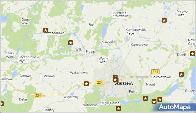 mapa Wolny Dwór, Wolny Dwór na mapie Targeo