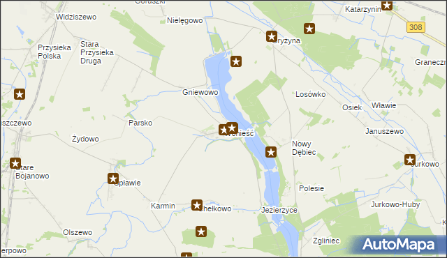 mapa Wonieść gmina Śmigiel, Wonieść gmina Śmigiel na mapie Targeo