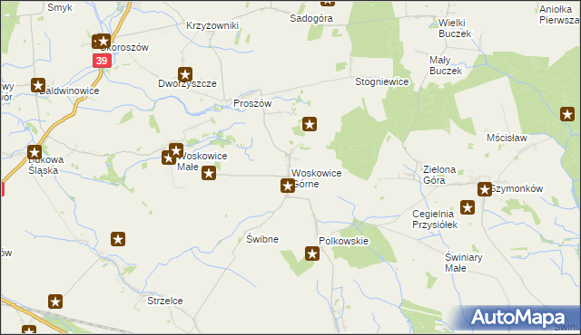 mapa Woskowice Górne, Woskowice Górne na mapie Targeo