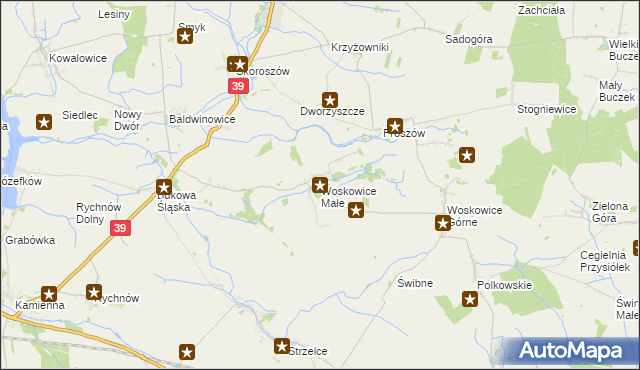mapa Woskowice Małe, Woskowice Małe na mapie Targeo