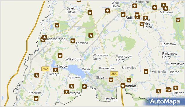 mapa Wrociszów Dolny, Wrociszów Dolny na mapie Targeo