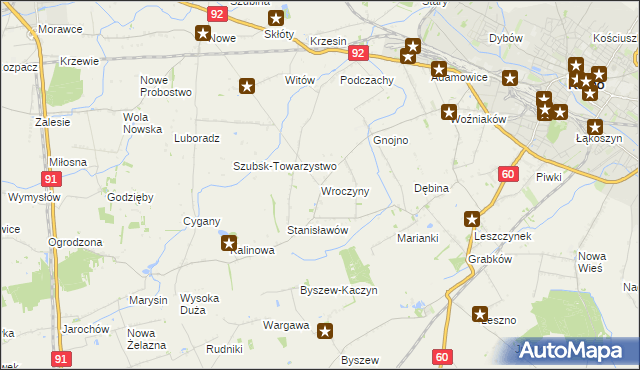 mapa Wroczyny, Wroczyny na mapie Targeo