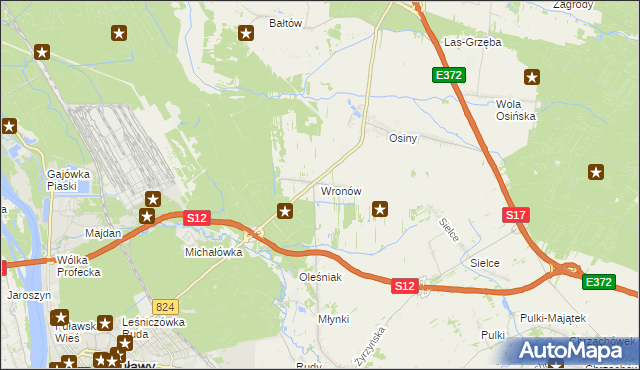 mapa Wronów gmina Końskowola, Wronów gmina Końskowola na mapie Targeo