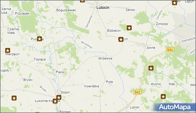 mapa Września gmina Rościszewo, Września gmina Rościszewo na mapie Targeo