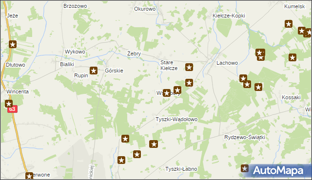 mapa Wszebory gmina Kolno, Wszebory gmina Kolno na mapie Targeo