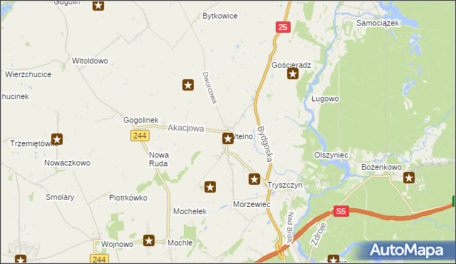 mapa Wtelno, Wtelno na mapie Targeo