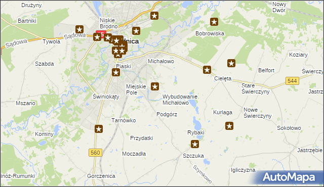 mapa Wybudowanie Michałowo, Wybudowanie Michałowo na mapie Targeo