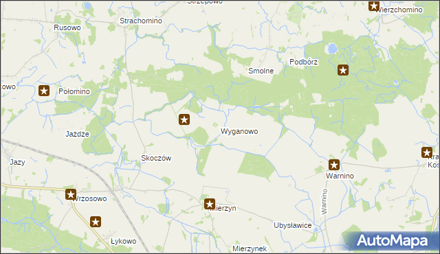 mapa Wyganowo gmina Karlino, Wyganowo gmina Karlino na mapie Targeo