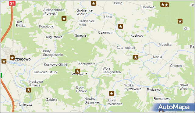 mapa Wygoda gmina Strzegowo, Wygoda gmina Strzegowo na mapie Targeo