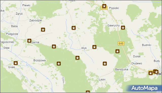 mapa Wyk gmina Zbójna, Wyk gmina Zbójna na mapie Targeo