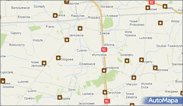 mapa Wymysłów gmina Krośniewice, Wymysłów gmina Krośniewice na mapie Targeo