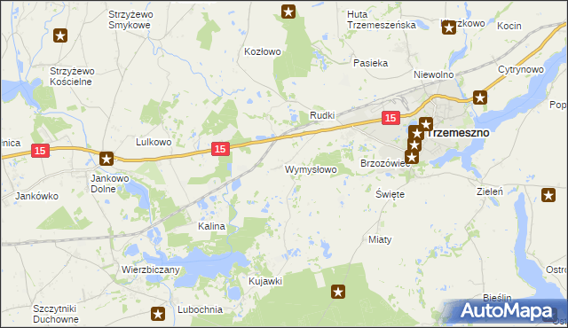 mapa Wymysłowo gmina Trzemeszno, Wymysłowo gmina Trzemeszno na mapie Targeo