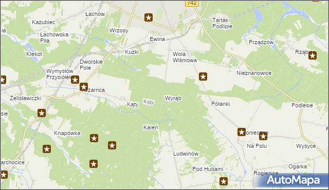 mapa Wyrąb gmina Włoszczowa, Wyrąb gmina Włoszczowa na mapie Targeo