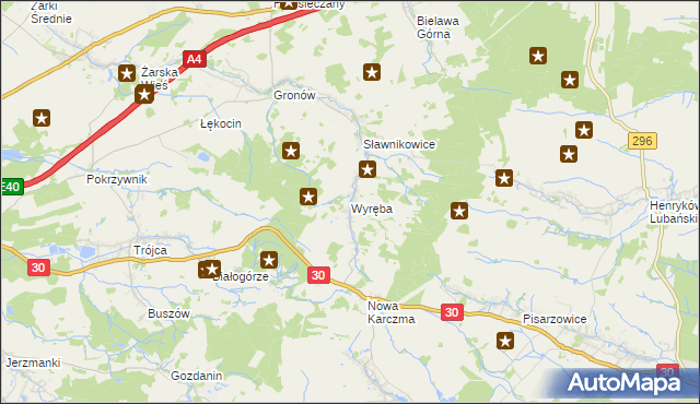 mapa Wyręba gmina Siekierczyn, Wyręba gmina Siekierczyn na mapie Targeo