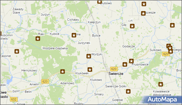 mapa Wyrzyki gmina Świercze, Wyrzyki gmina Świercze na mapie Targeo