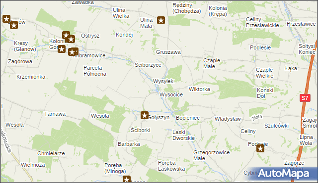 mapa Wysocice, Wysocice na mapie Targeo