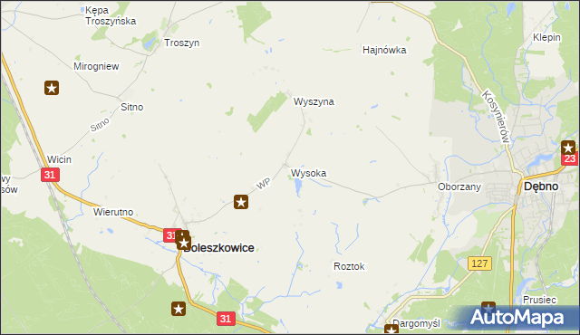 mapa Wysoka gmina Boleszkowice, Wysoka gmina Boleszkowice na mapie Targeo