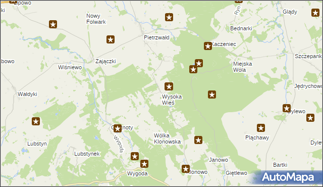 mapa Wysoka Wieś, Wysoka Wieś na mapie Targeo